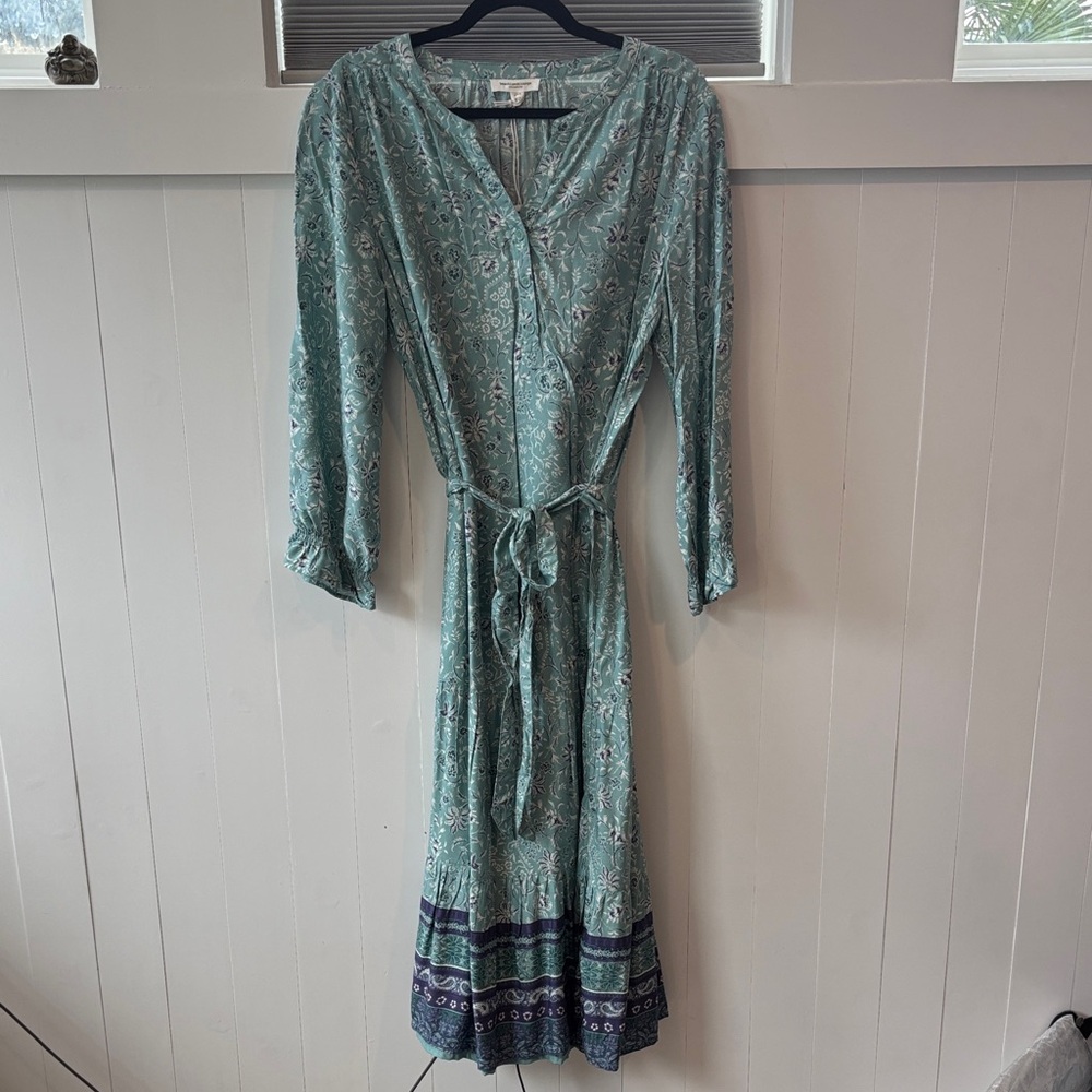 beachlunchlounge Green Patterned Long Sleeve Dress